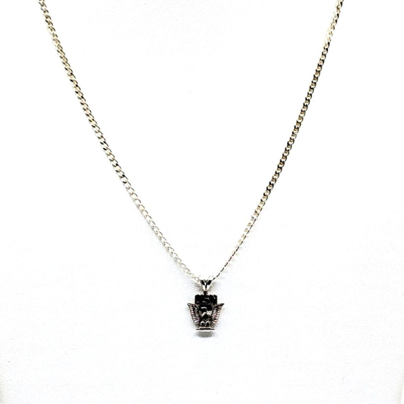 Vintage U.S Navy 925 Sterling Silver Pendant 22" Curb Chain Necklace