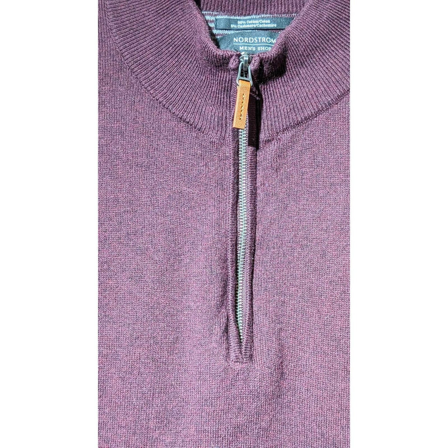 Nordstrom Men's Shop Cotton Cashmere Blend Quarter Zip Burgundy Sweater Mens XL