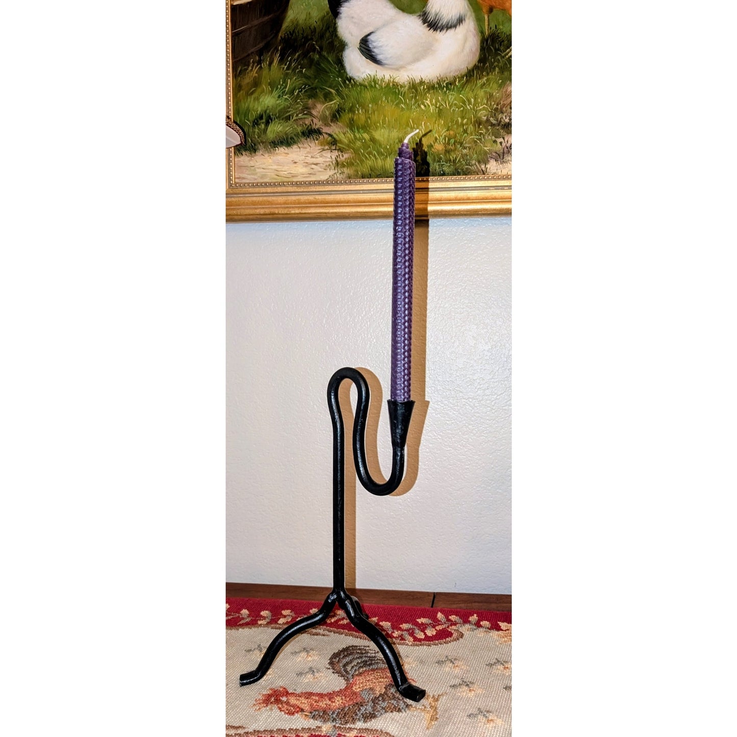Hand Forged Wrought Iron Blacksmith Made Mid-Century Modern Candlestick Holder