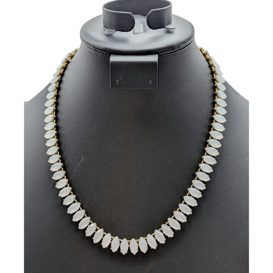 Vintage Marquis Opalish Crystal Rhinestone Gold Tone 17"-20" Necklace