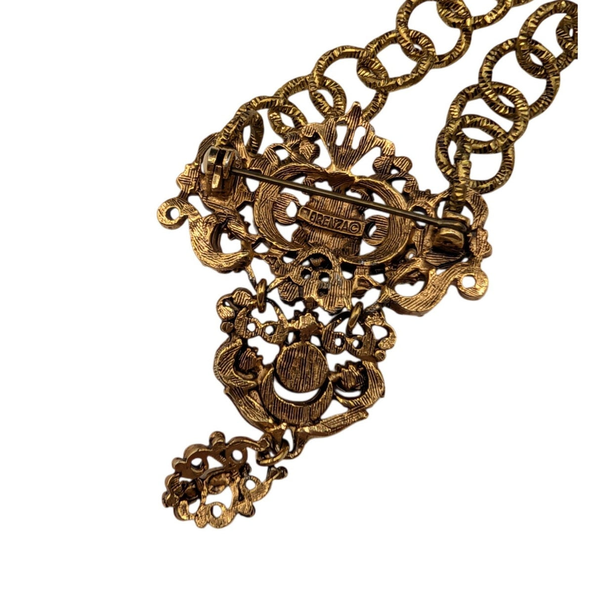 Florenza Vintage 1950s Three Section Brooch Repurposed Pendant 18" Necklace