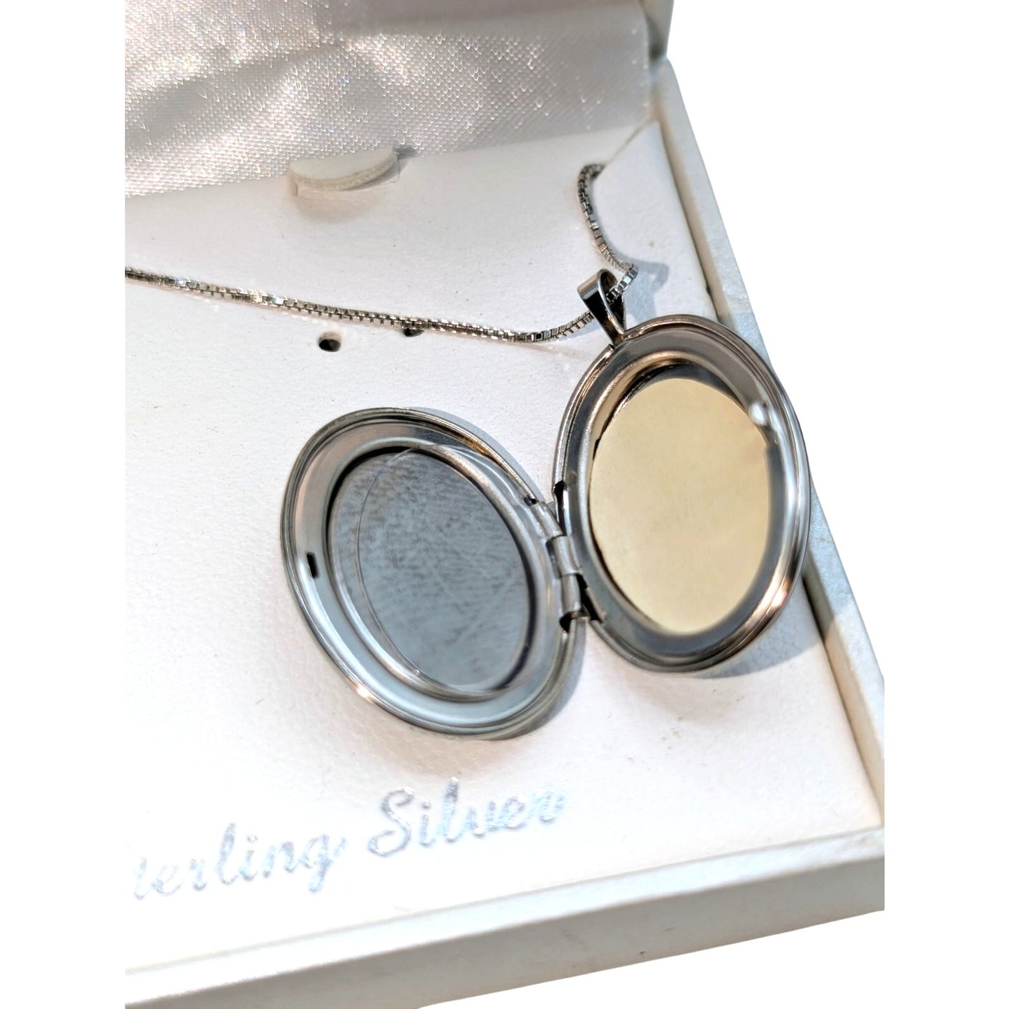 Treasured Moments Sterling Silver Blue Resin Cameo Locket Pendant Chain Necklace