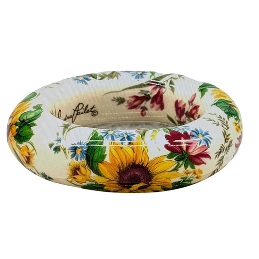 Artisan Sandra Pailet Sunflower Ceramic Statement Oval Bangle Bracelet 173.80g