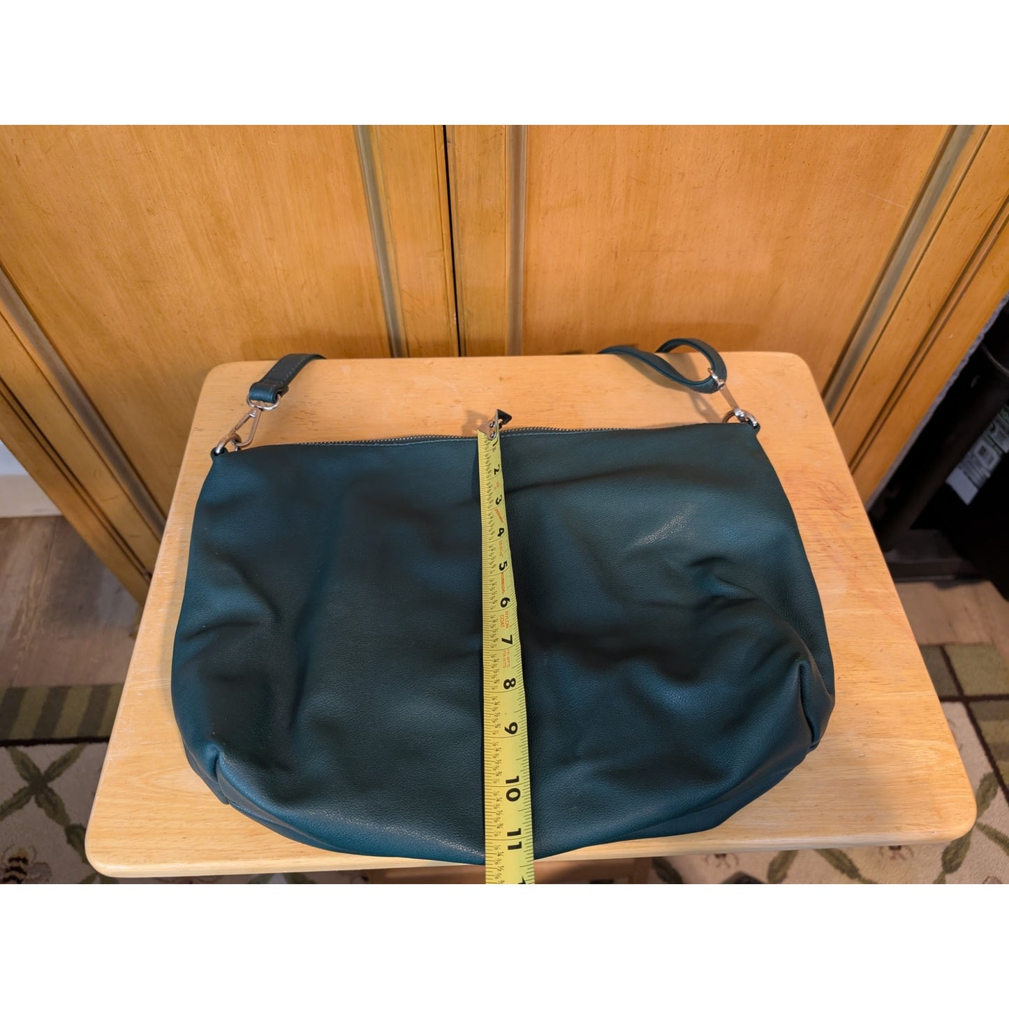 Black Rivet Forest Green Faux Leather Crossbody Top Zip Handbag