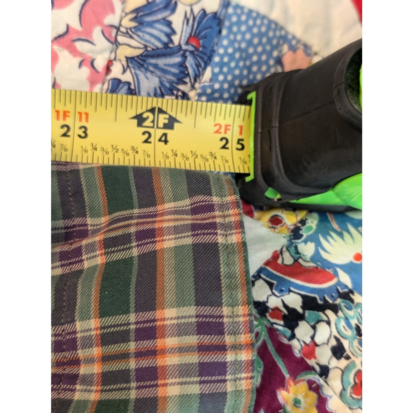 VTG Polo by Ralph Lauren Oversized Green Purple Plaid Elbow Patch Button Up Sz M