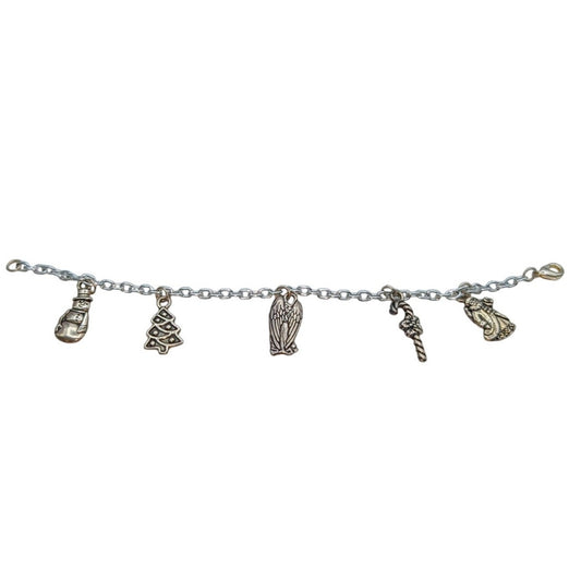 Silver Tone Christmas Charm Bracelet