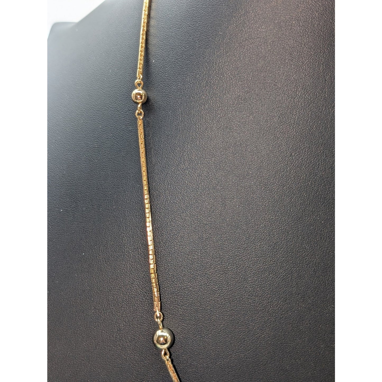 VTG 70s Avon Shiny Gold Rectangle Link Gold Tone Graduated Ball Bead Necklace