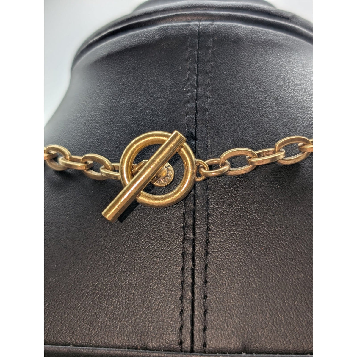 J. Crew Brown Crystal Encrusted Interlocking Link Toggle Clasp 30" Necklace