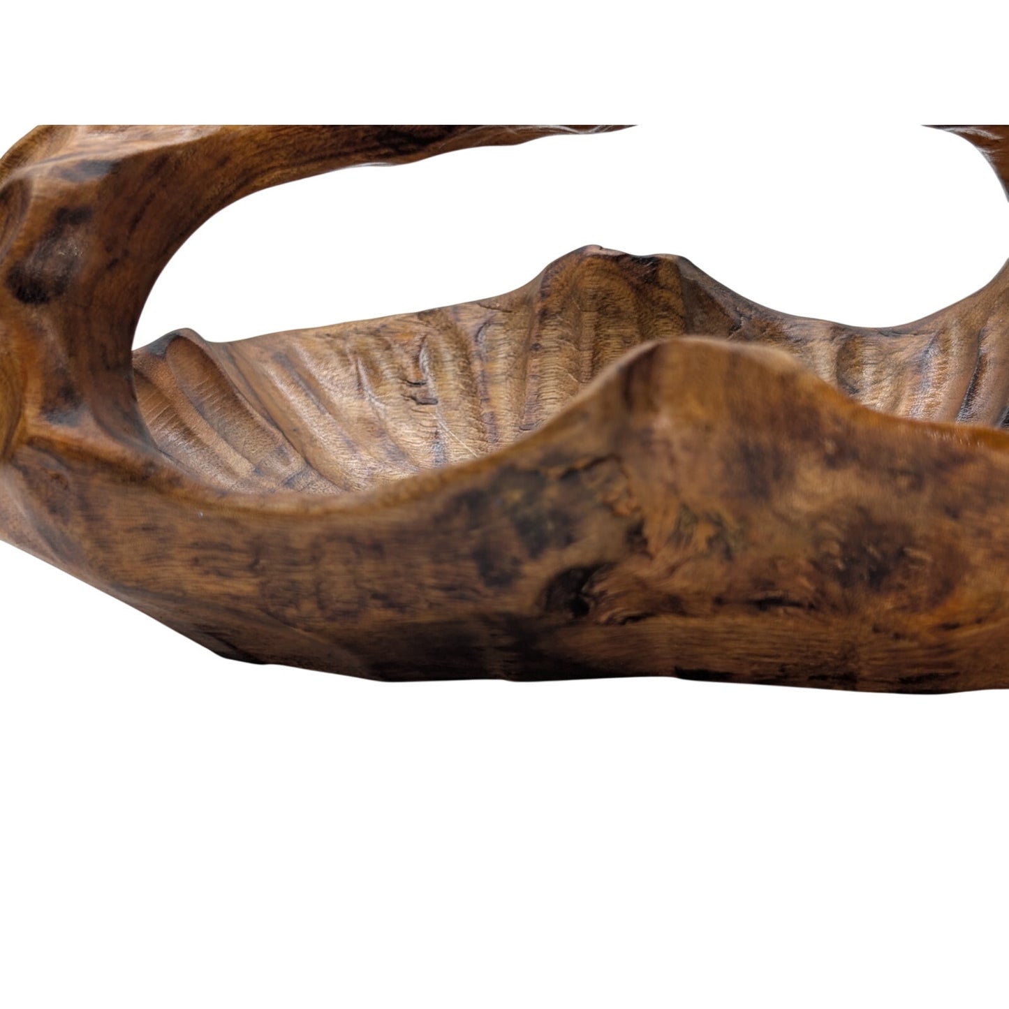 Artisan Hand Carved Burl Wooden Basket/Bowl/Trinket Dish