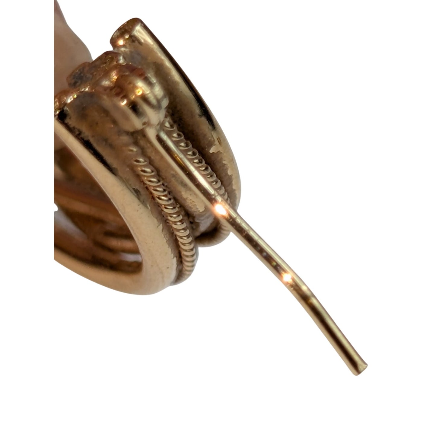 14K Yellow Gold Textured & Polished Hoop Earrings Approx. 4.66g