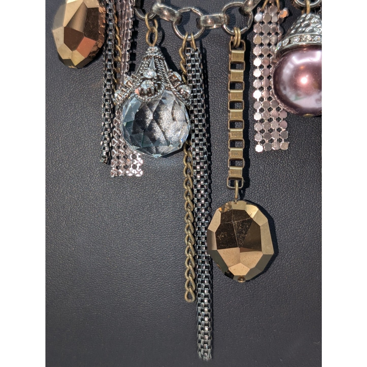 Multi-Bauble Multi-Chain Multi-Metals Beaded 20" Necklace