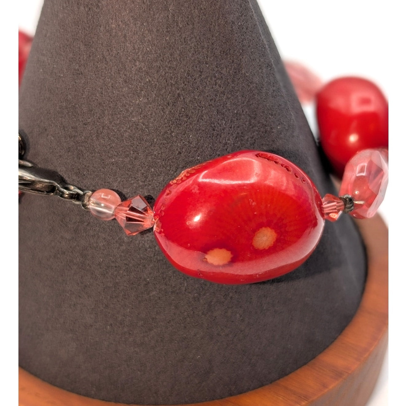 Dabby Reid Chunky Four Piece Coral & Faceted Crystal Bead Bracelet