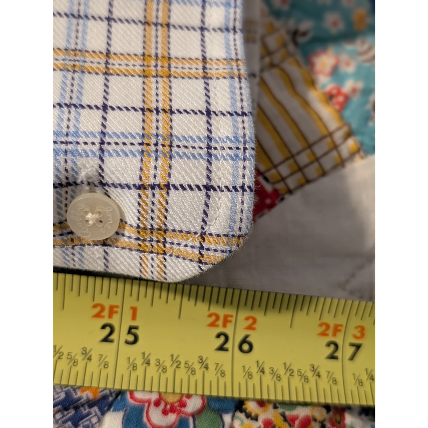Bobby Jones Collection Woven in Italy Tan Blue Plaid Button Down Shirt Sz XXL