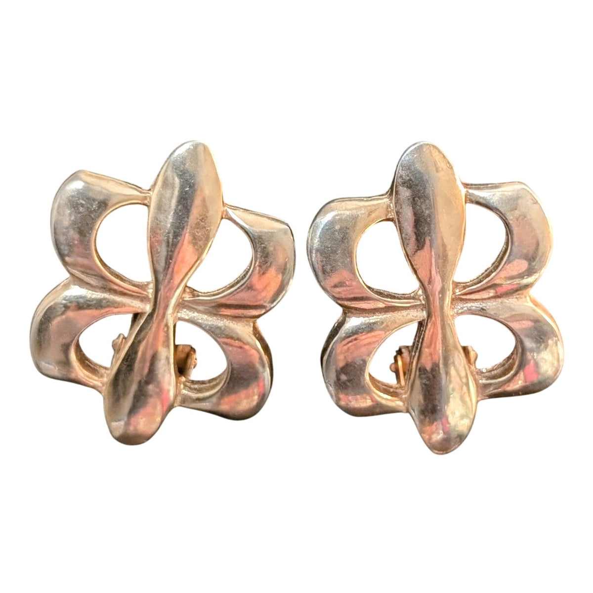 Vintage Signed Bergere Gold Tone Clip On Earrings