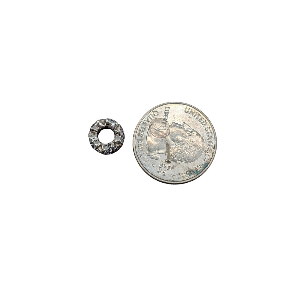 Retired Pandora Forget Me Not Purple Zirconia Sterling Silver Spacer Charm