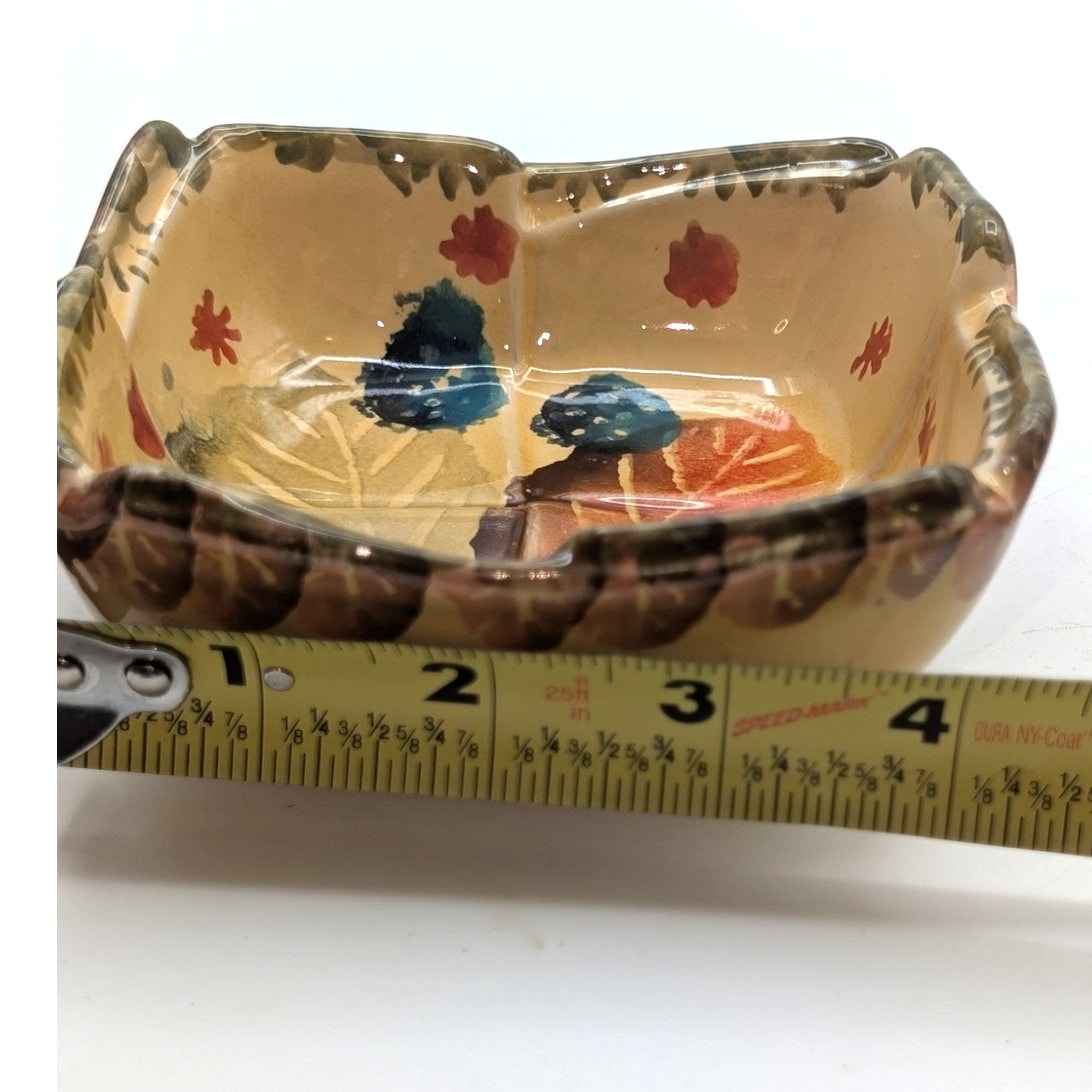Set of Two Italian Pottery Hand Painted Square Bowls