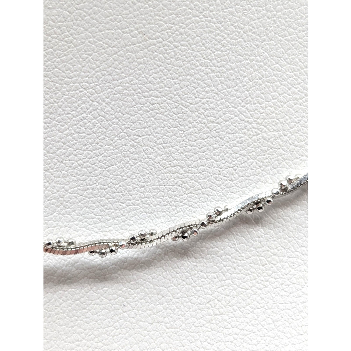 925 Italy Sterling Silver Square Snake Bead Ball Wrapped Chain 16" Necklace