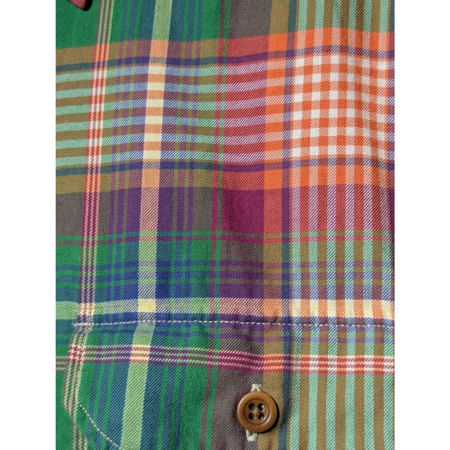 Vintage Polo by Ralph Lauren Green Plaid Button Down Shirt Mens Size L