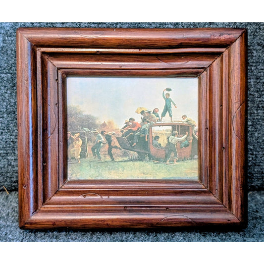 VTG/Antique 'The Old Stage Coach' Print Originally Created in 1871 Wood Framed