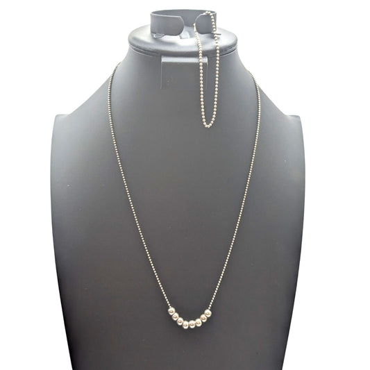 Vintage 925 Italy Sterling Silver Bead Ball Chain 24" Necklace & 7.75" Bracelet