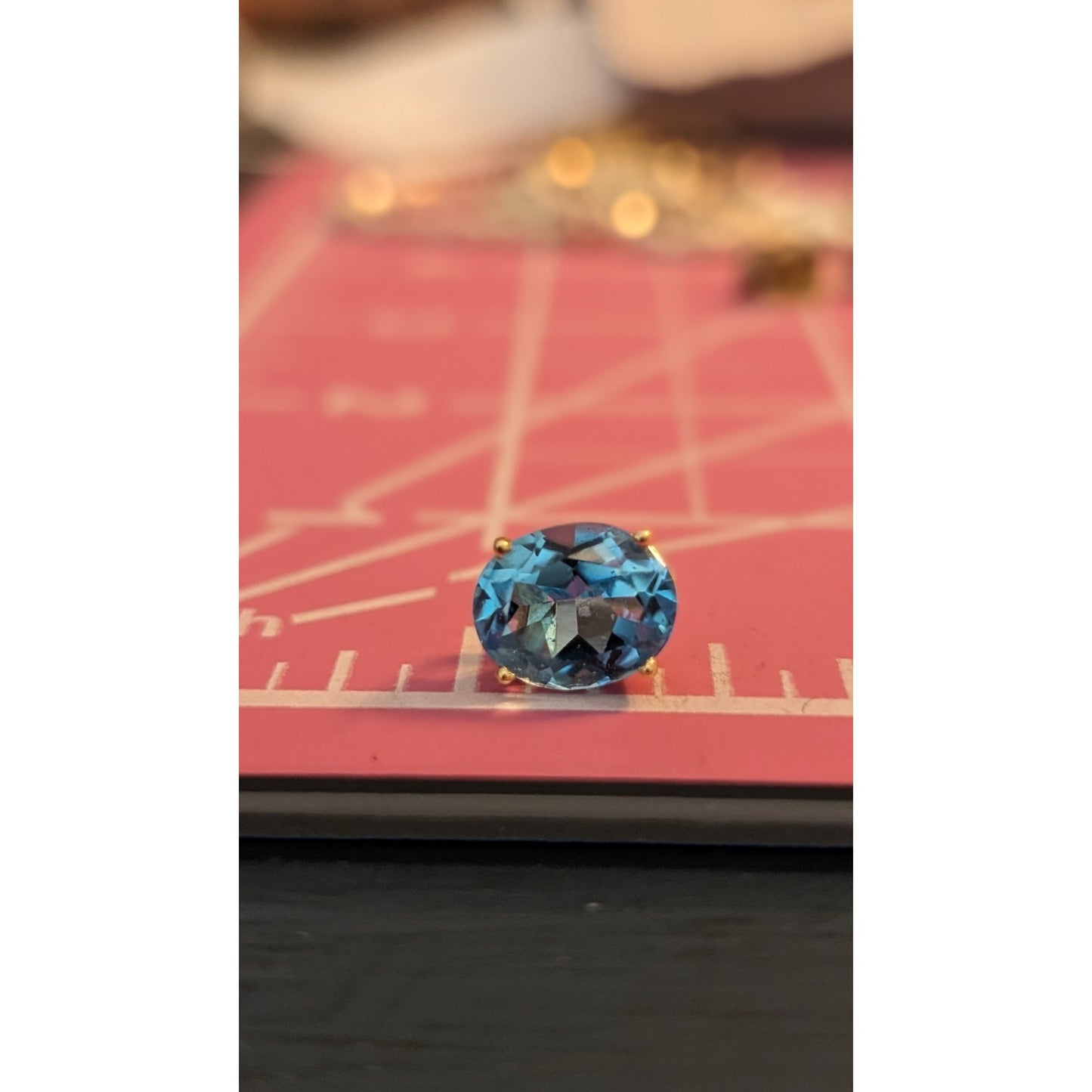 Stamped Tested 14k Gold 4ct Oval Blue Topaz Solitaire Basket Set Stud Earrings
