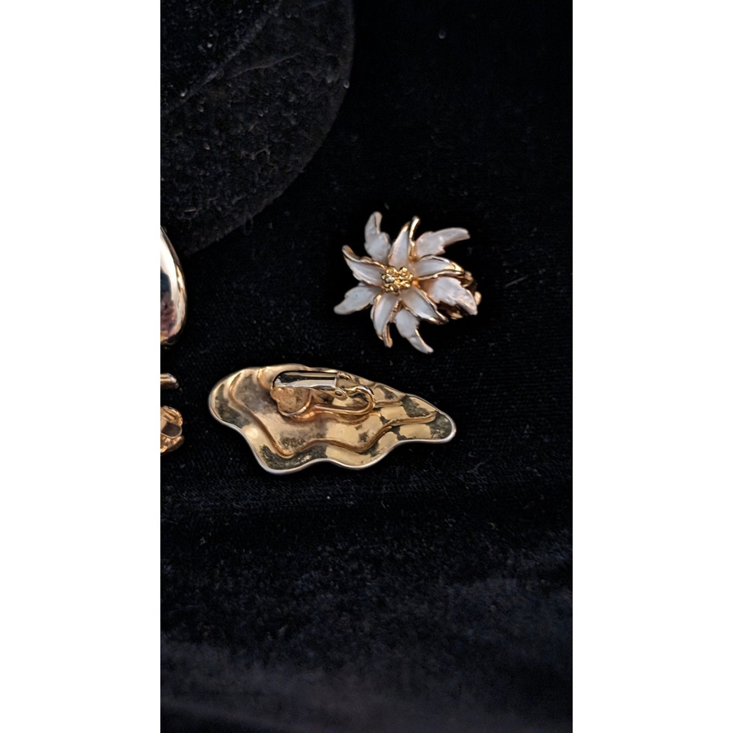 Four Pair Vintage Gold Tone Clip On Earrings