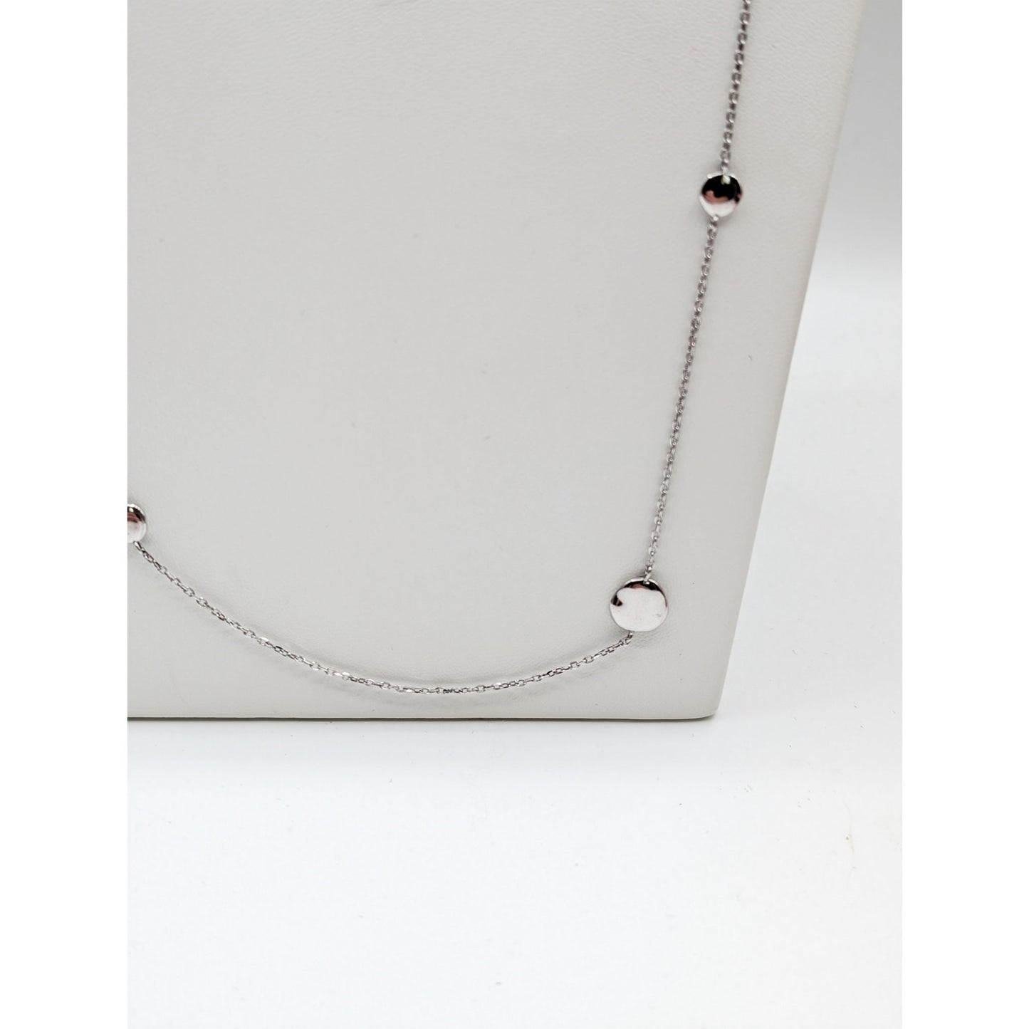 925 Sterling Silver Disk Bead Station 32" Chain Necklace