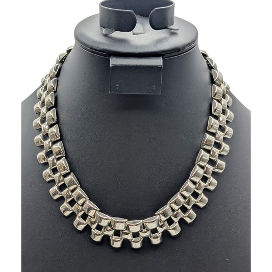 Avon Vintage 1994 Modern Links Silver Tone Lightweight Statement 19.25" Necklace