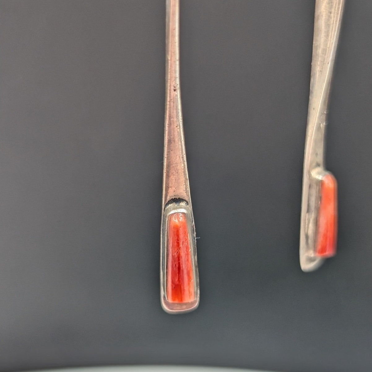 Vintage Southwestern 925 Sterling Silver Spiny Oyster Dangle Earrings