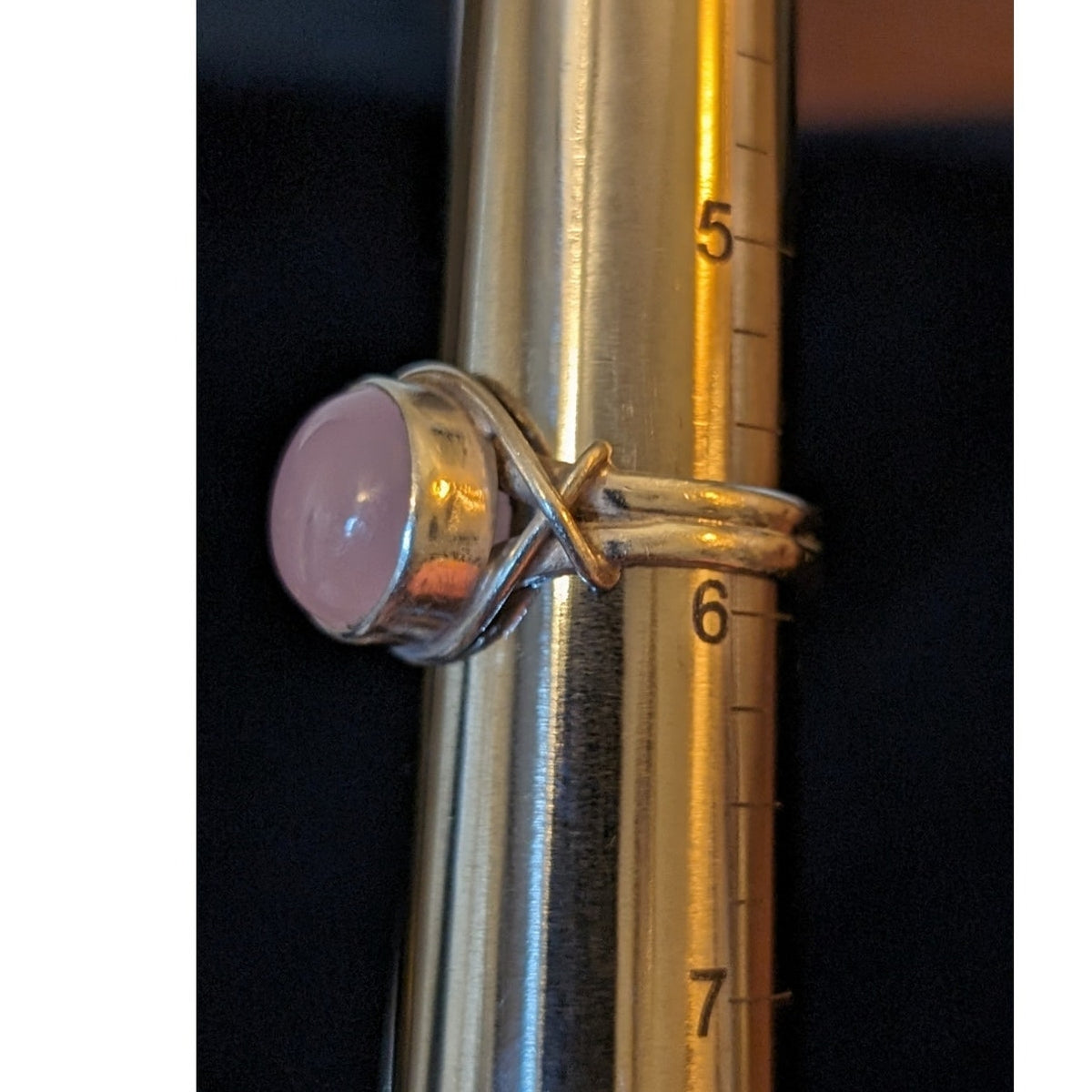 Pink Cabochon Stone 925 Sterling Silver Ring Size 5.75