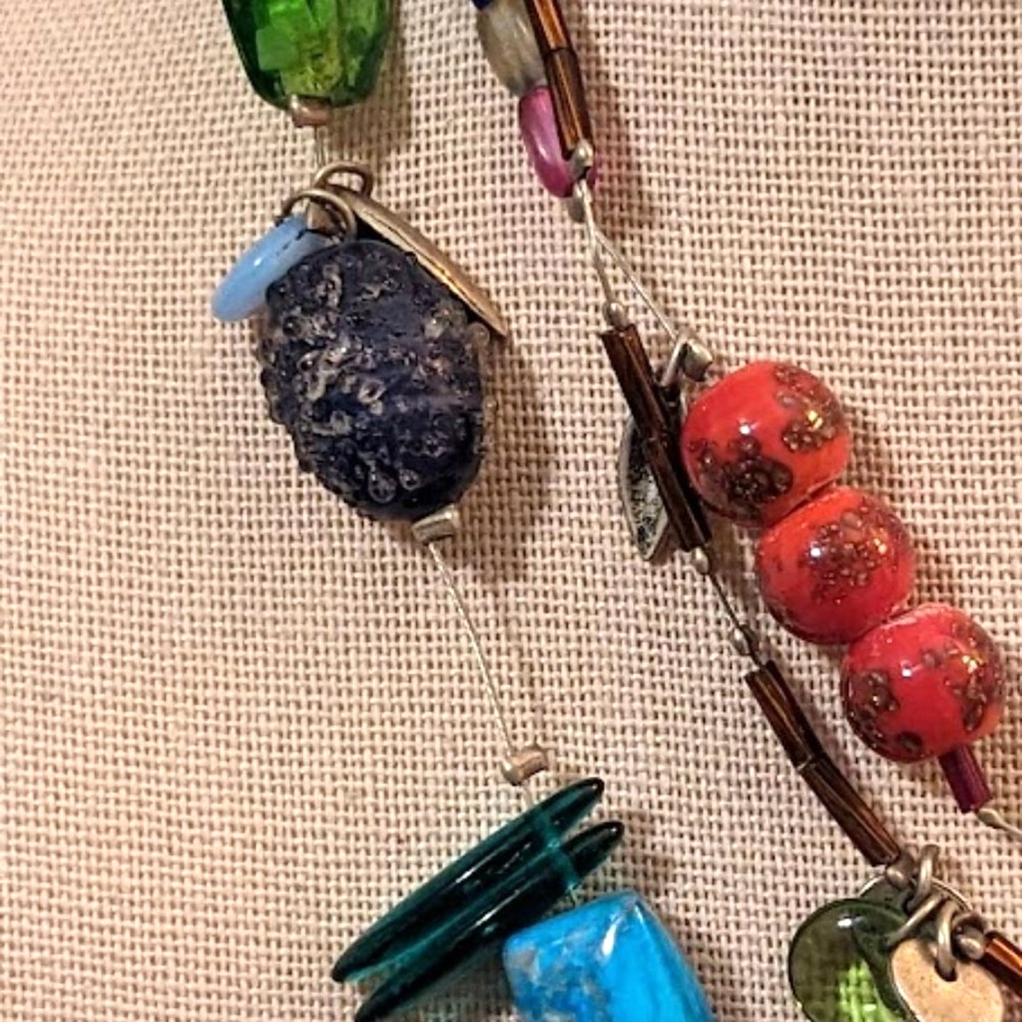 Chico's Three Strand Colorful Glass Bead Necklace