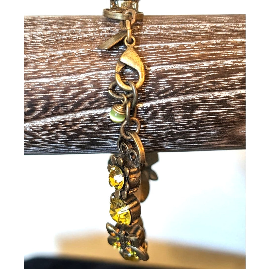 LaContessa by Mary DeMarco Vintage Green Rhinestone Bracelet