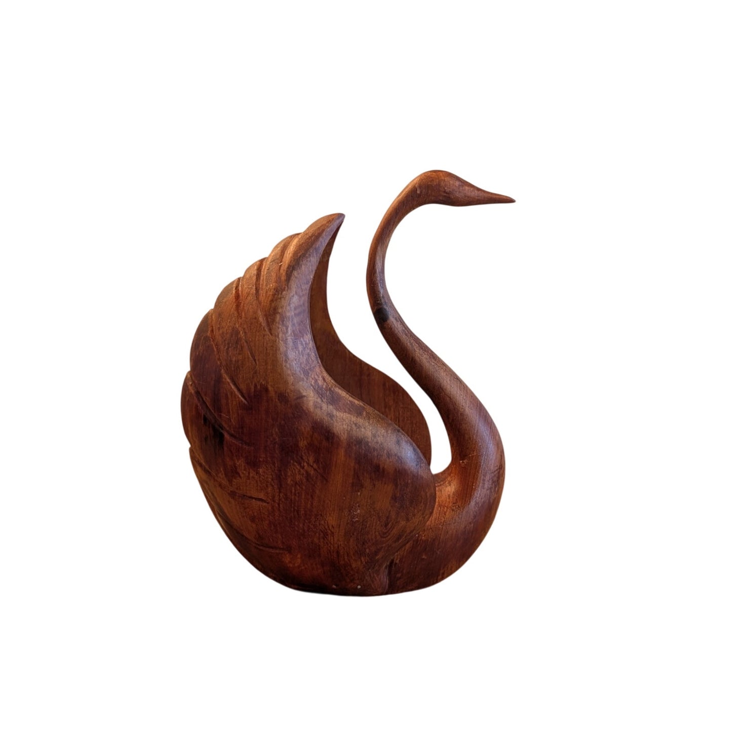 Vintage Signed by Artist Graceful Wood Carved Swan Sculpture