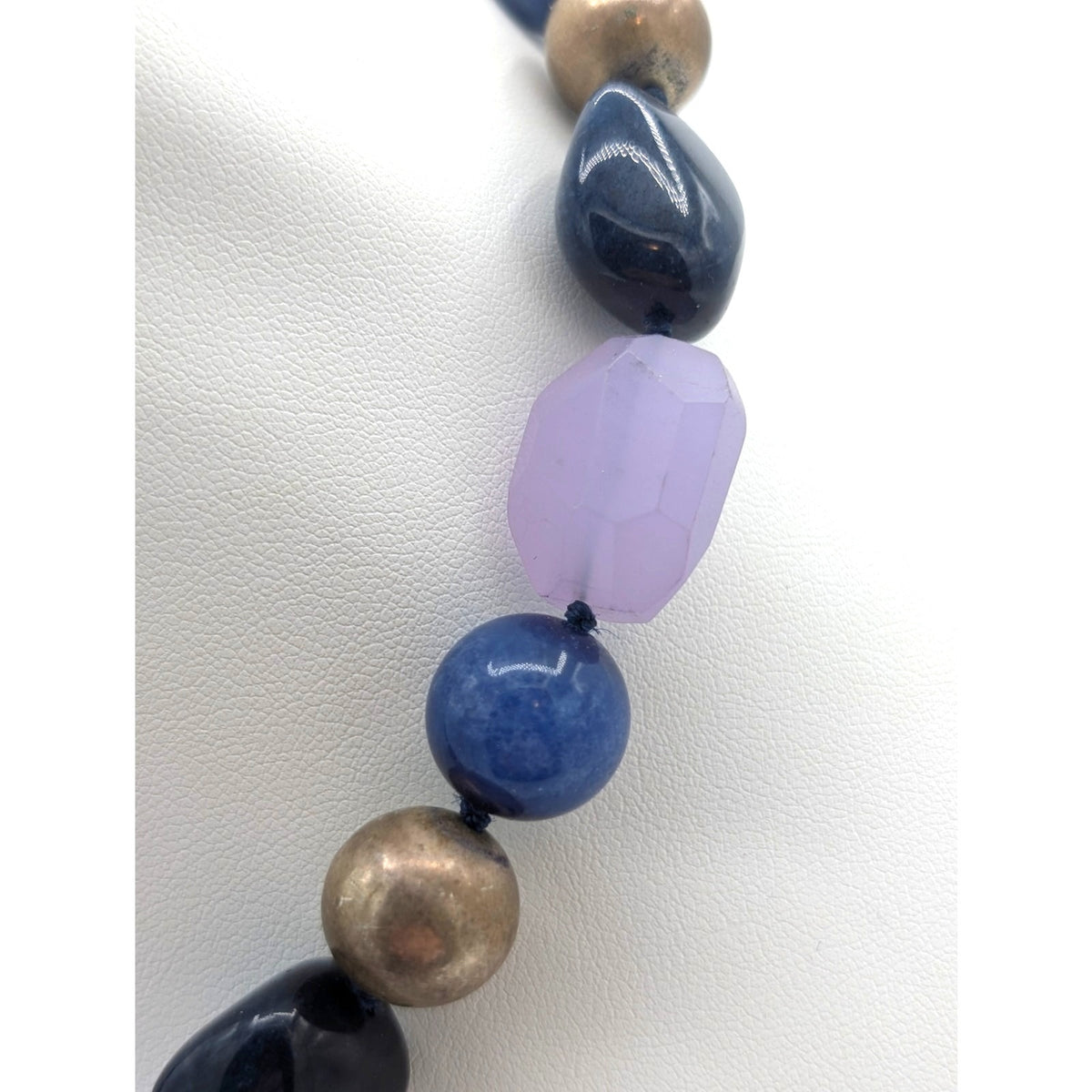 Talbot's Lapis Lazuli Topaz Lavender Crystal Knotted Beaded 17"-19" Necklace