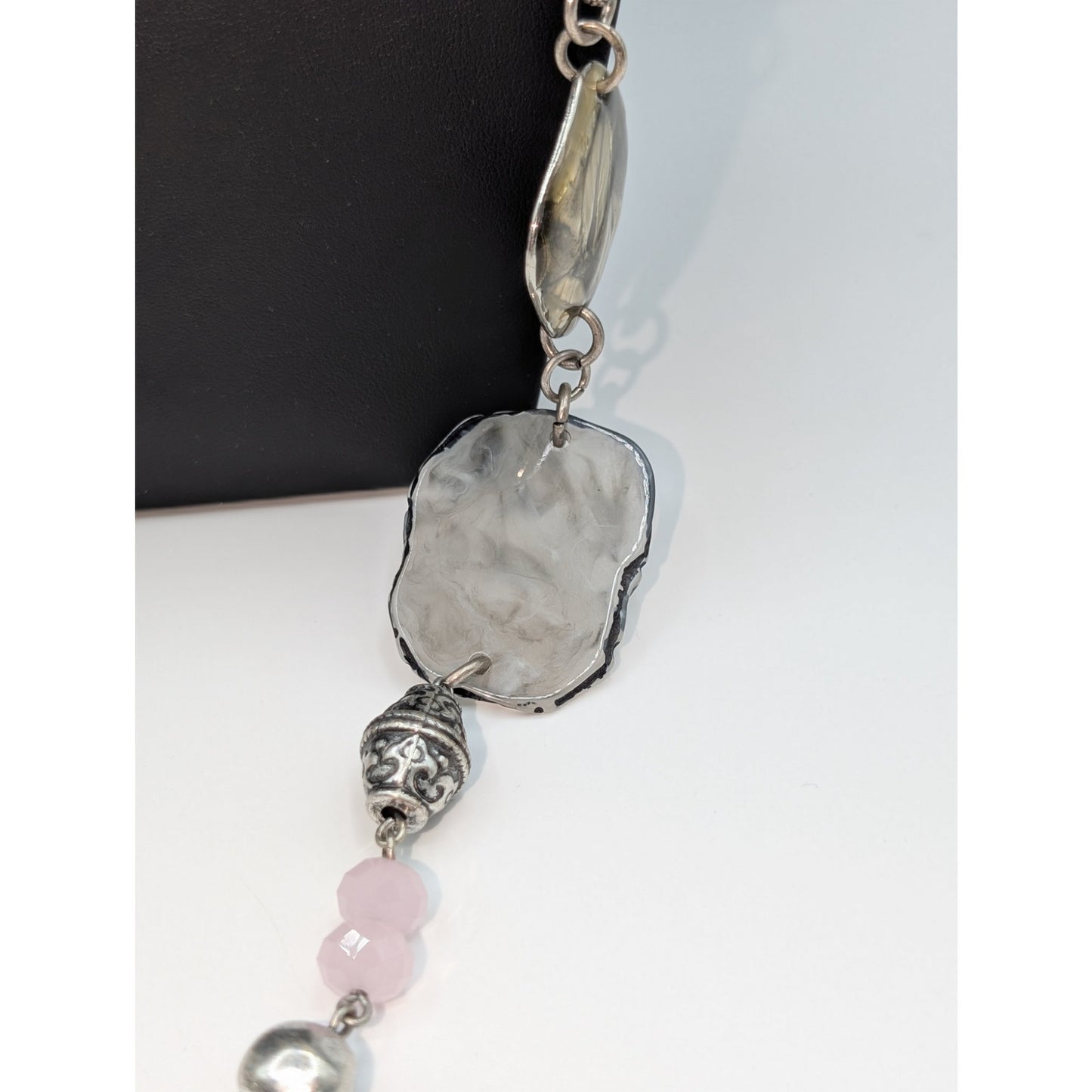 Chico's Silver Tone Multi-Bead Station Approximately 44" Long Necklace