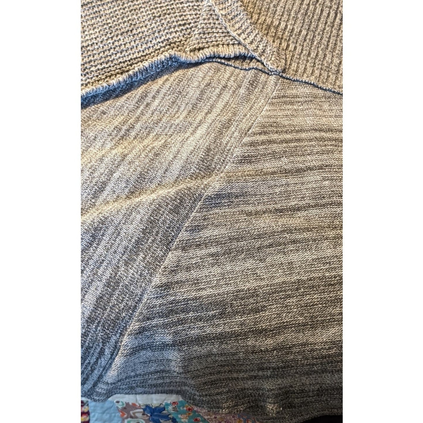 Zele 100% Flax Variegated Gray V-Neck Raw Edge Lightweight Sweater Women Sz XXL