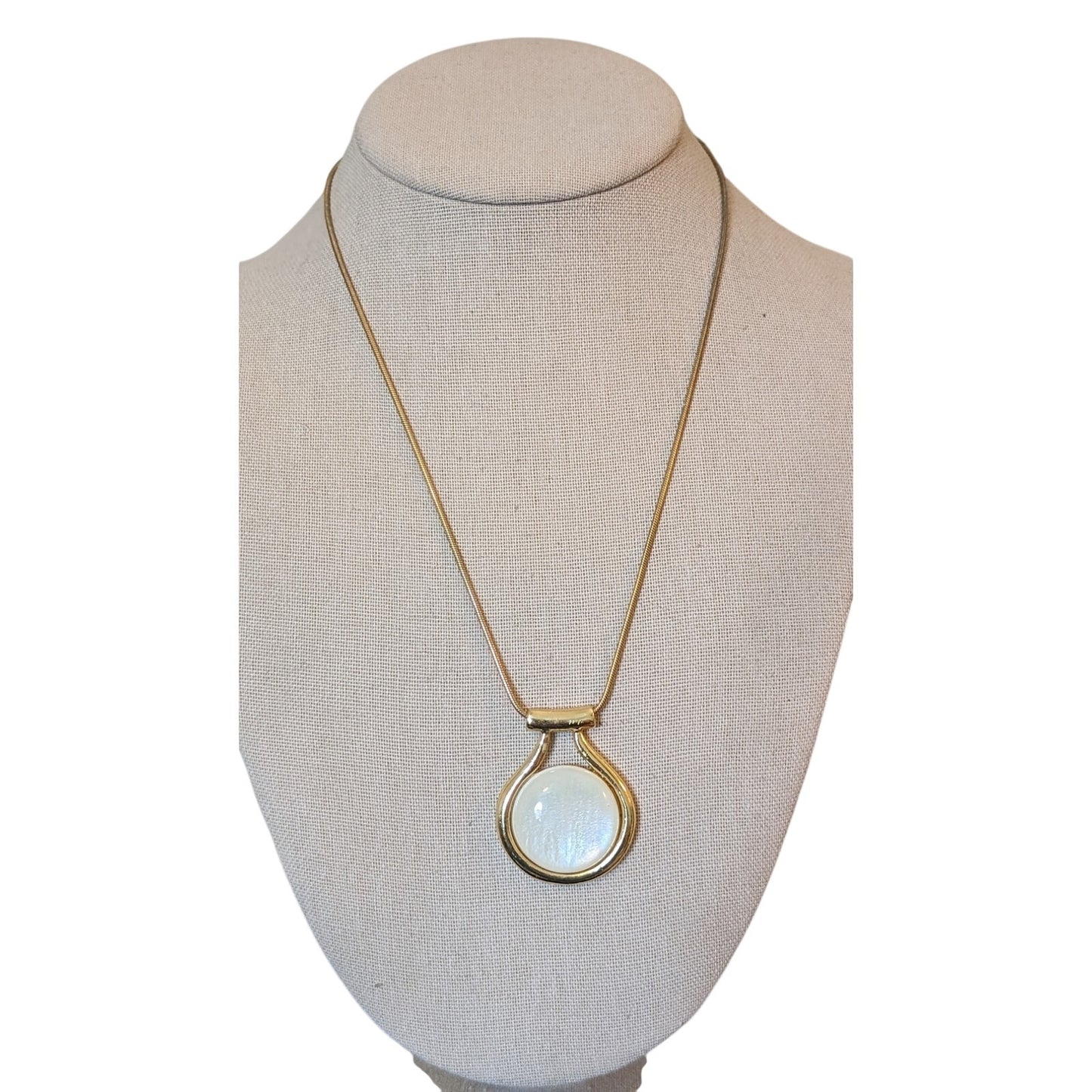 Vintage Kenneth Cole Cabochon Necklace Gold Tone Chain Signed