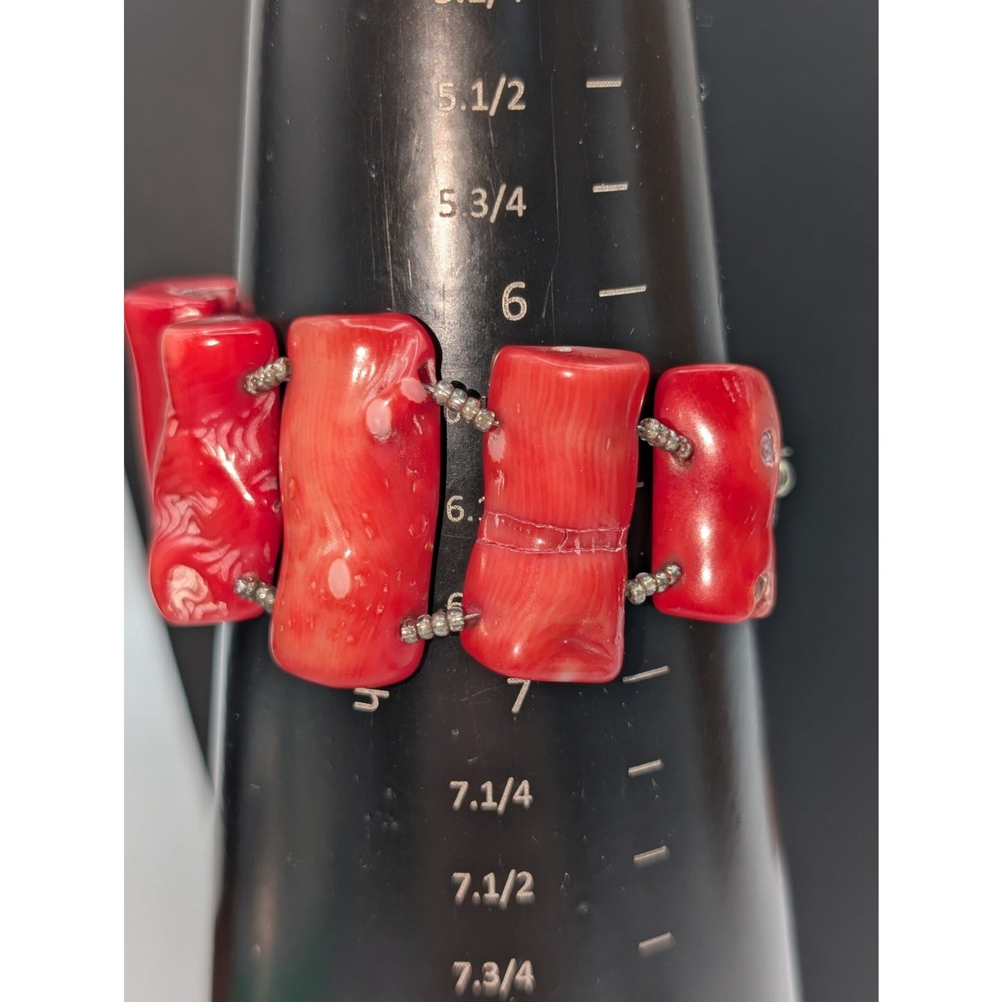 Chunky Coral 7" Beaded Bracelet