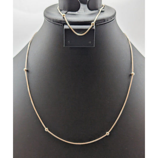 VTG 925 Sterling Box Chain Bead Ball Station 20" Necklace & 9" Bracelet Set