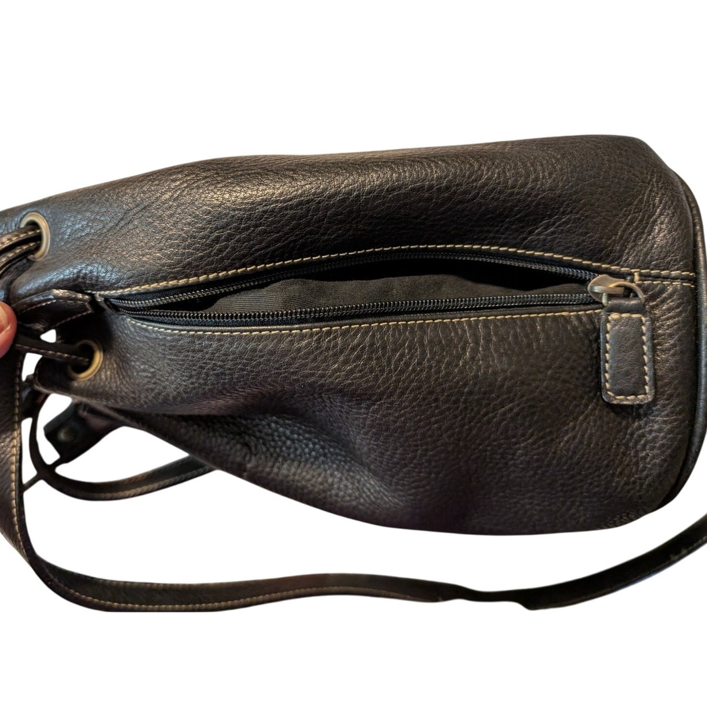 Barucci Leather Crossbody Drawstring Bucket Handbag