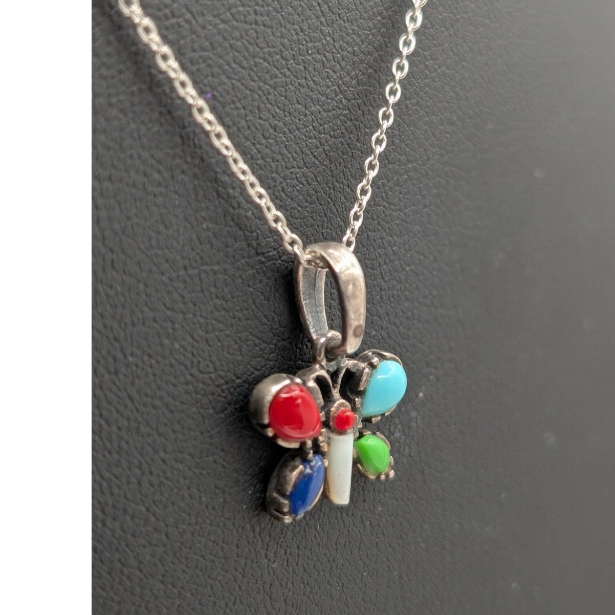 Retired Silpada 925 Sterling Multi-Stone Butterfly Pendant 18" Chain Necklace