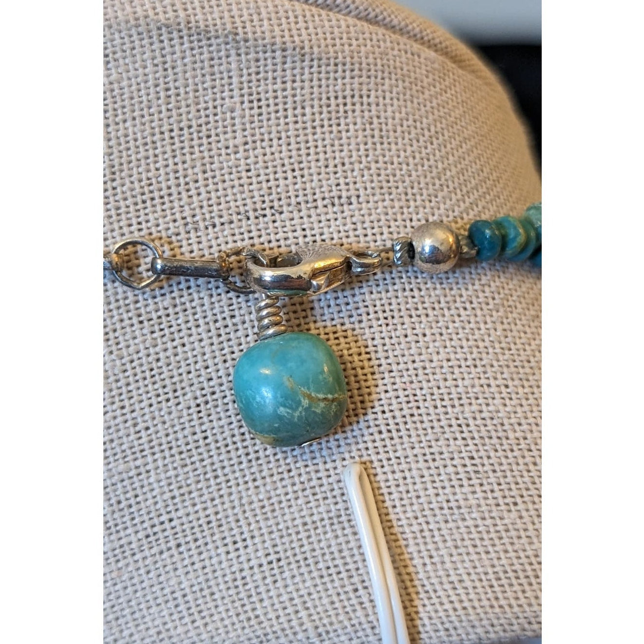 Vintage Navajo & Sterling and Turquoise Pendant Necklace Signed Sterling NC