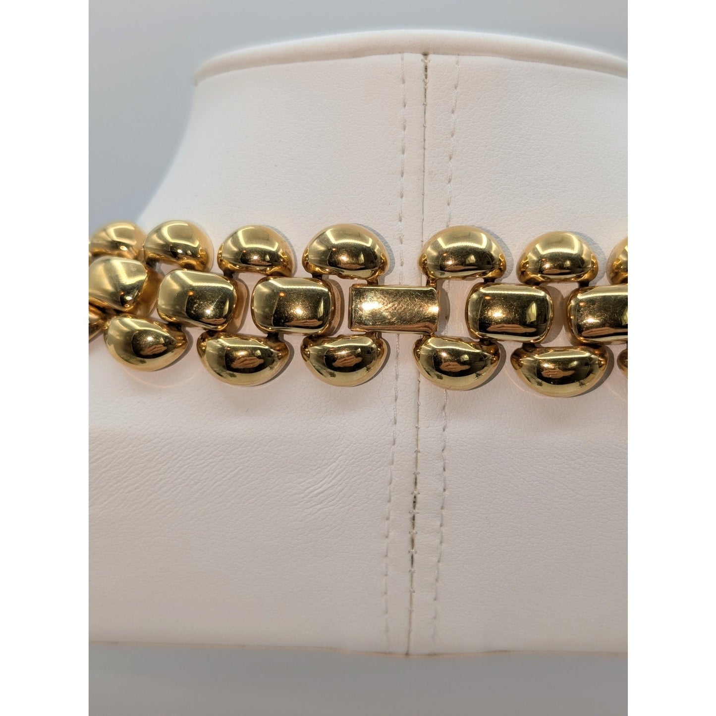 Vtg Napier Heavy Gold Plated Panther Link 1" Wide Fold Over Clasp 23" Necklace