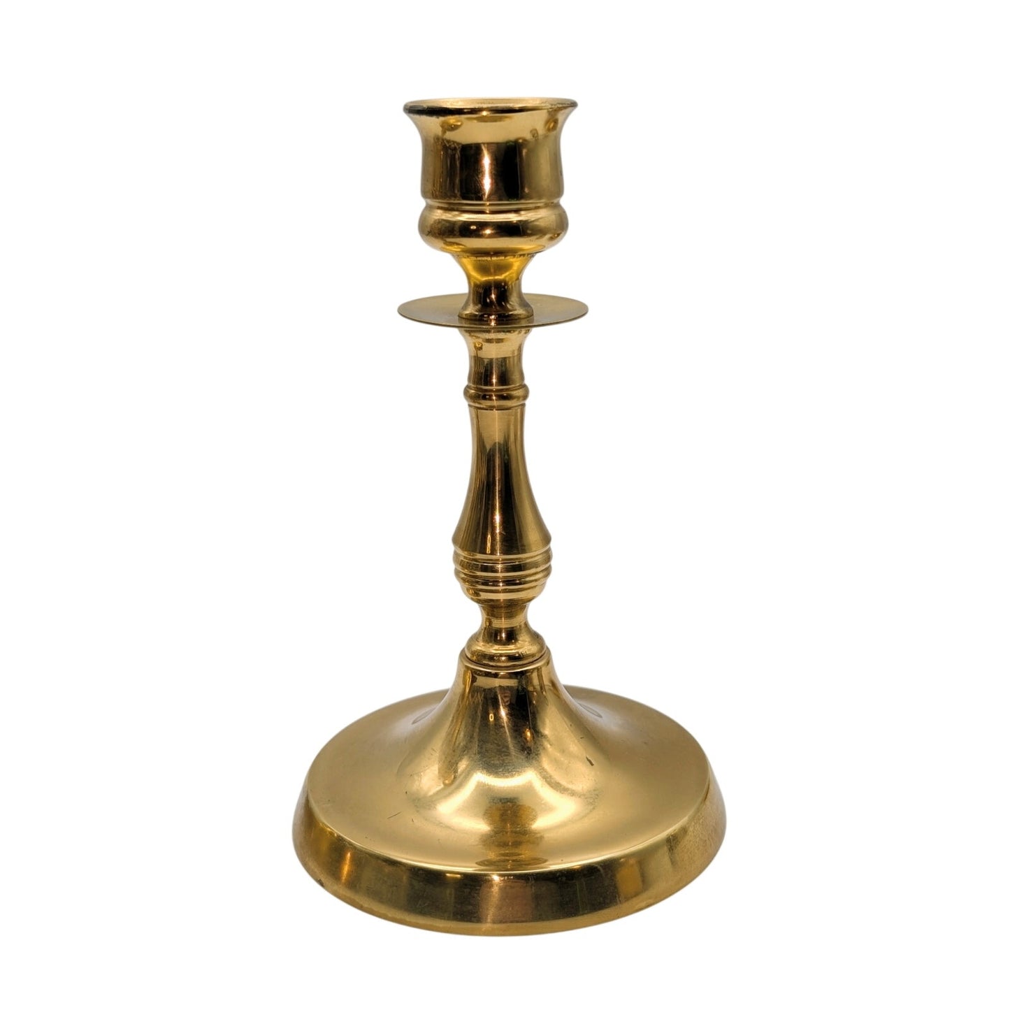 Vintage Made in England Set of Two Solid Brass Candle Holders