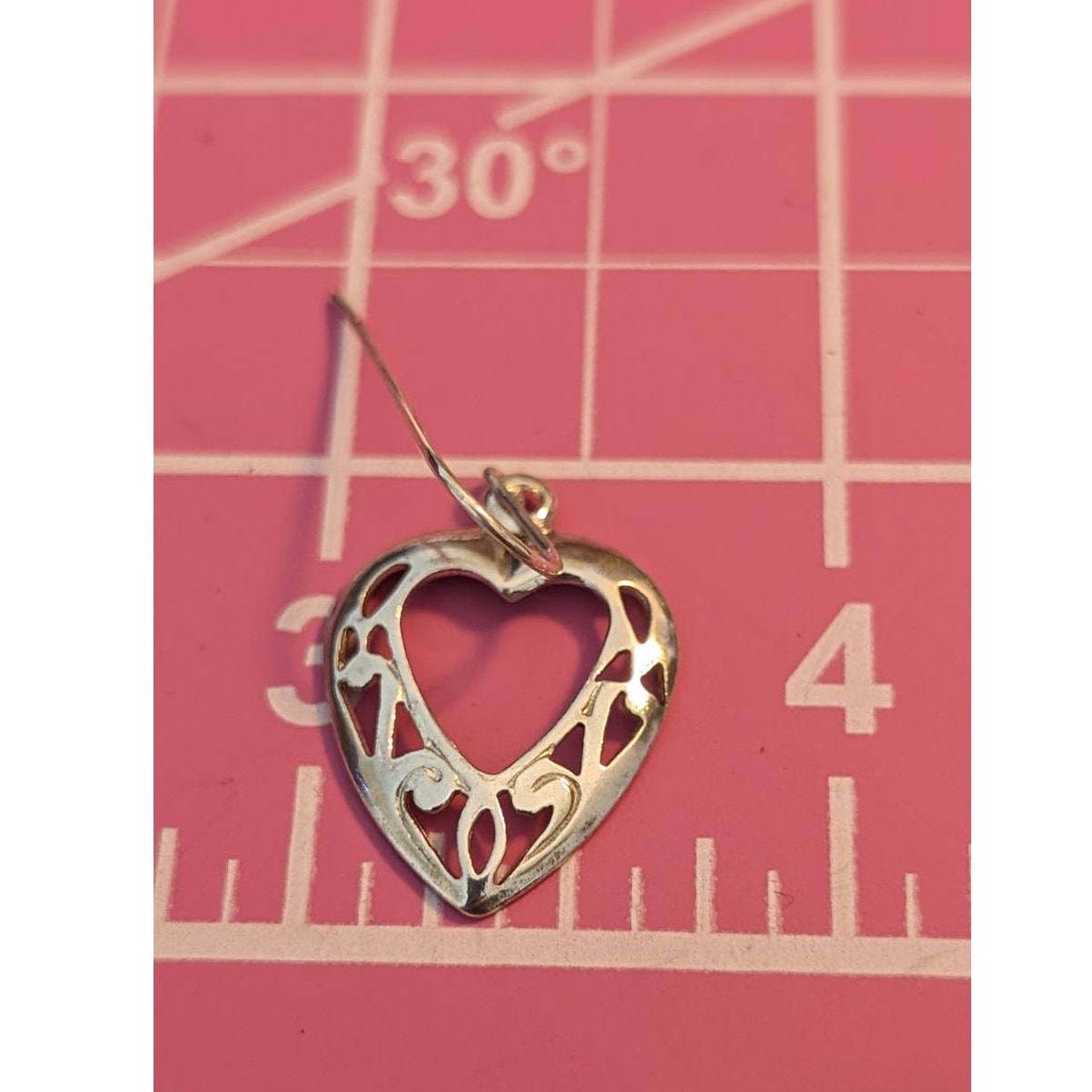 Vintage Marked Sterling Silver Open Heart Dangle Earrings