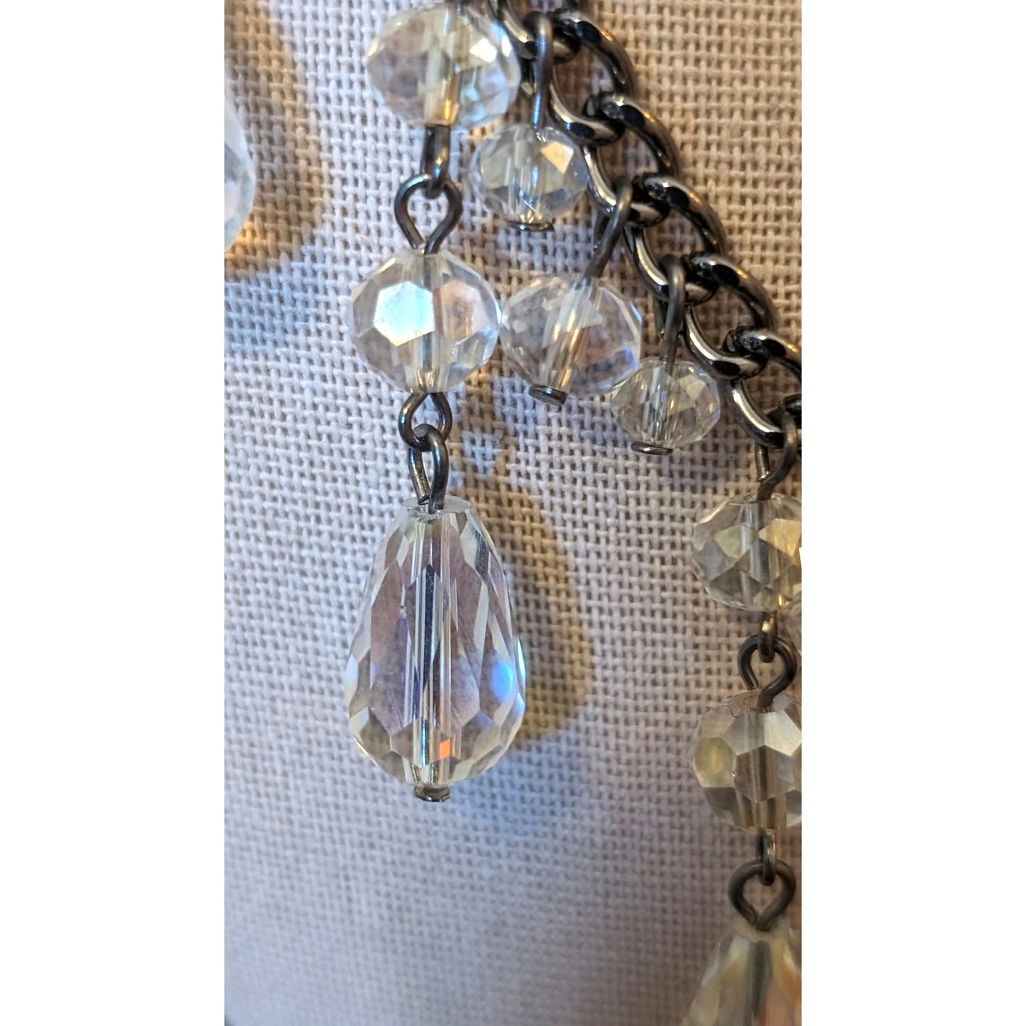 Gun Metal Crystal Dangle 18-21" Necklace