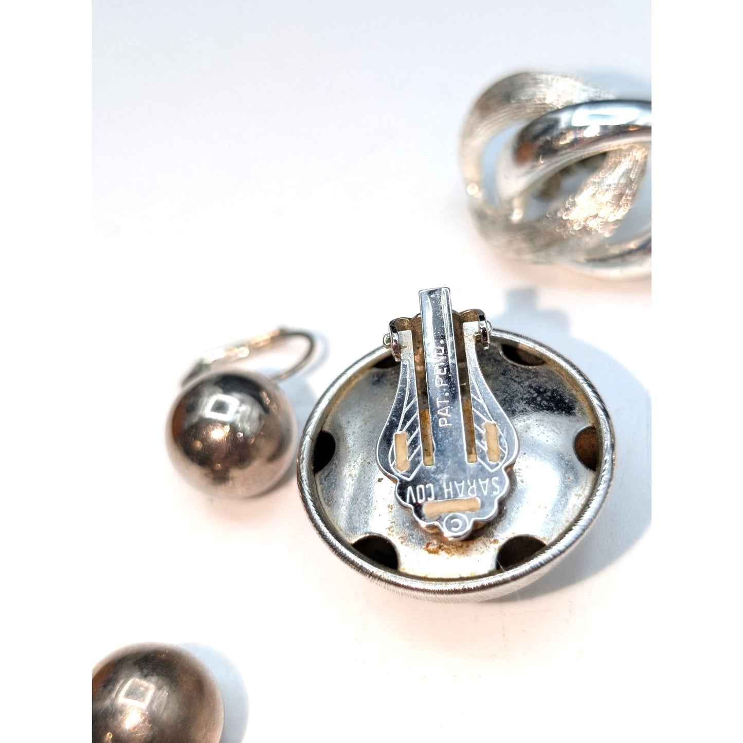 Lot of Six Pair Vintage Silver Tone Some Signed Clip On Earrings