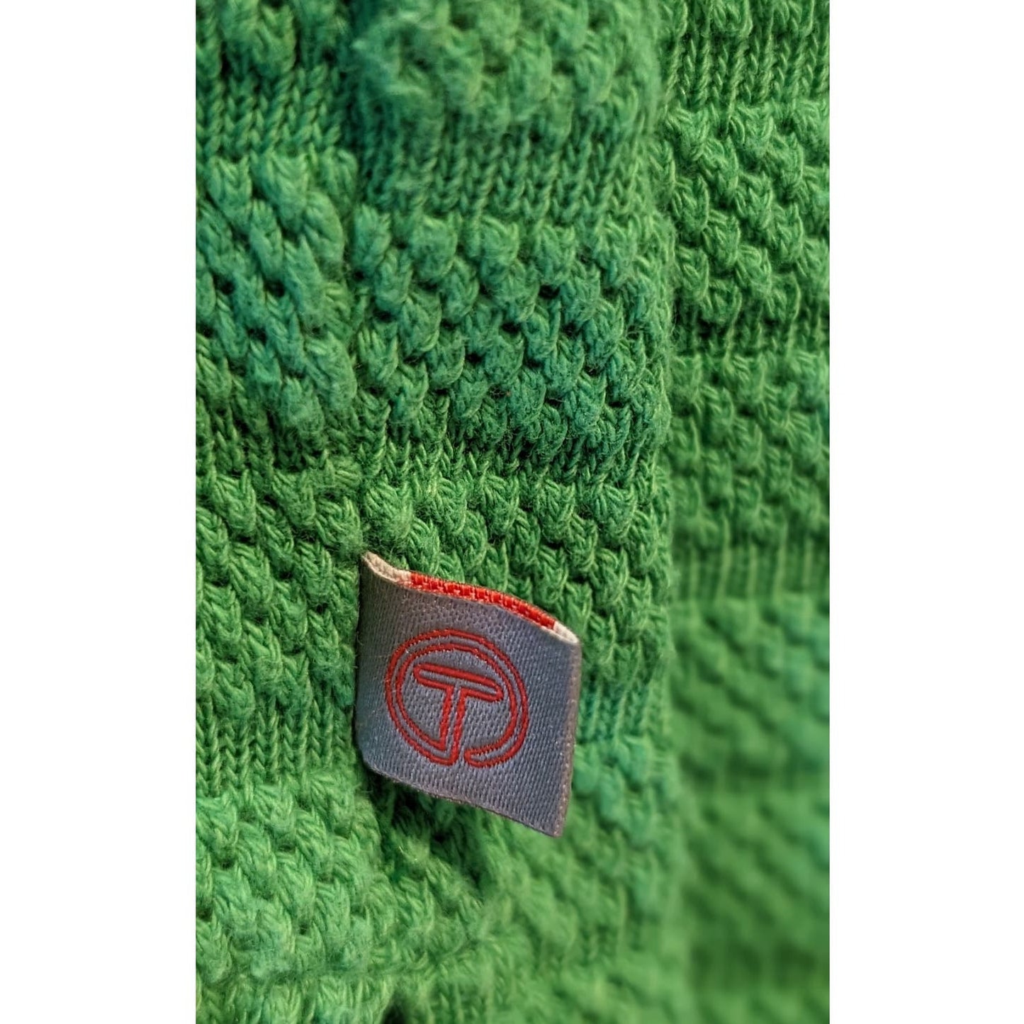 Talbots Green Textured Cotton Pullover V-Neck Tie Top Womens Sz S