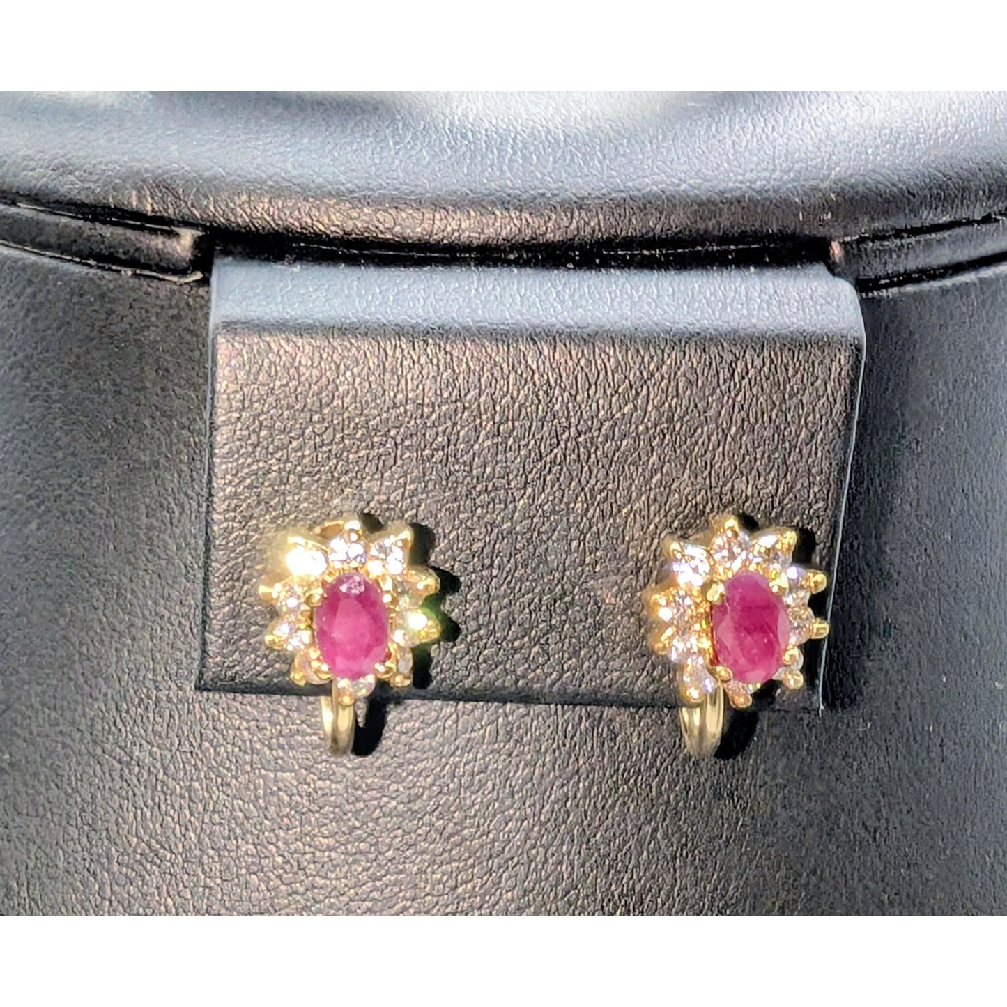Vintage 1/20 14k Lab Created Ruby White Spinel Gold Tone Necklace & Earring Set