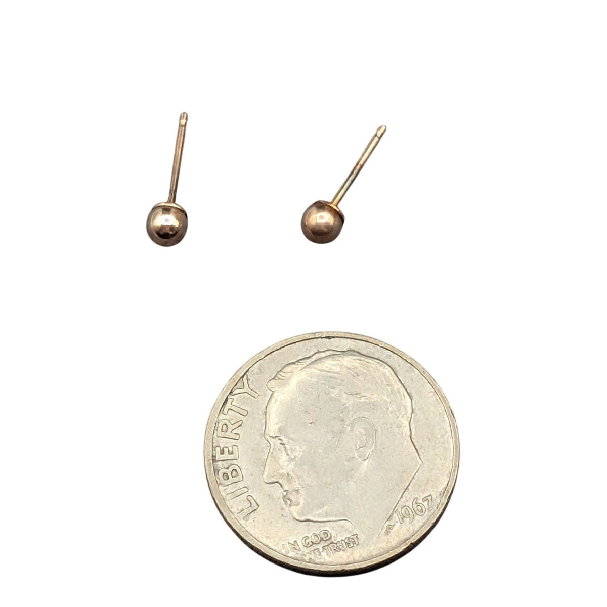 VTG 10K Rose Gold AAJ Stamped Ball Stud Earring Pair .10g